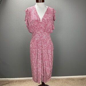 Isabel Marant Etoile Omeya Red white V-neck Polka Dot Midi dress Sz 40 / 8 US